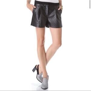 Tibi Black Embossed Faux Leather Shorts